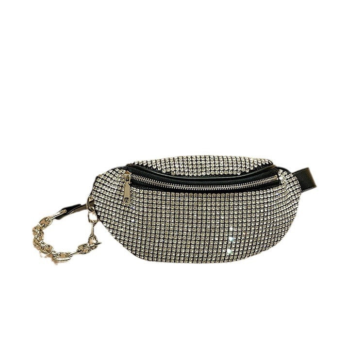 Innovative Rhinestone Chain Diamond Simple Urban Women's Chest Bag, Fanny Pack