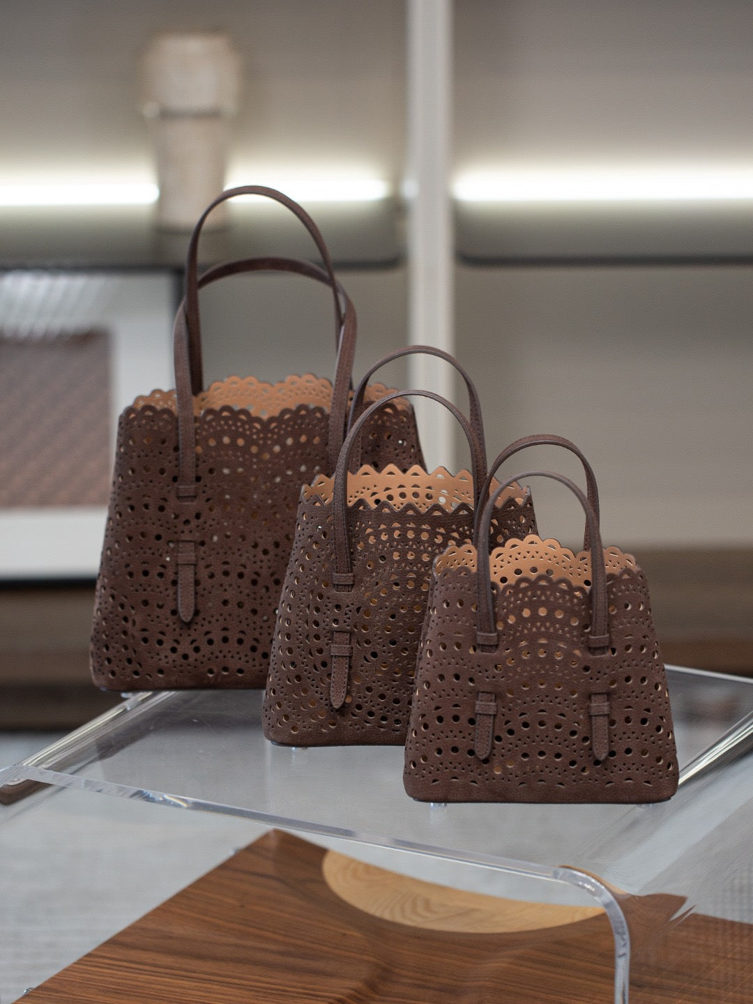 Genuine Leather Wave Hollow Carved Vegetable Basket High-grade Women's Shoulder Bag