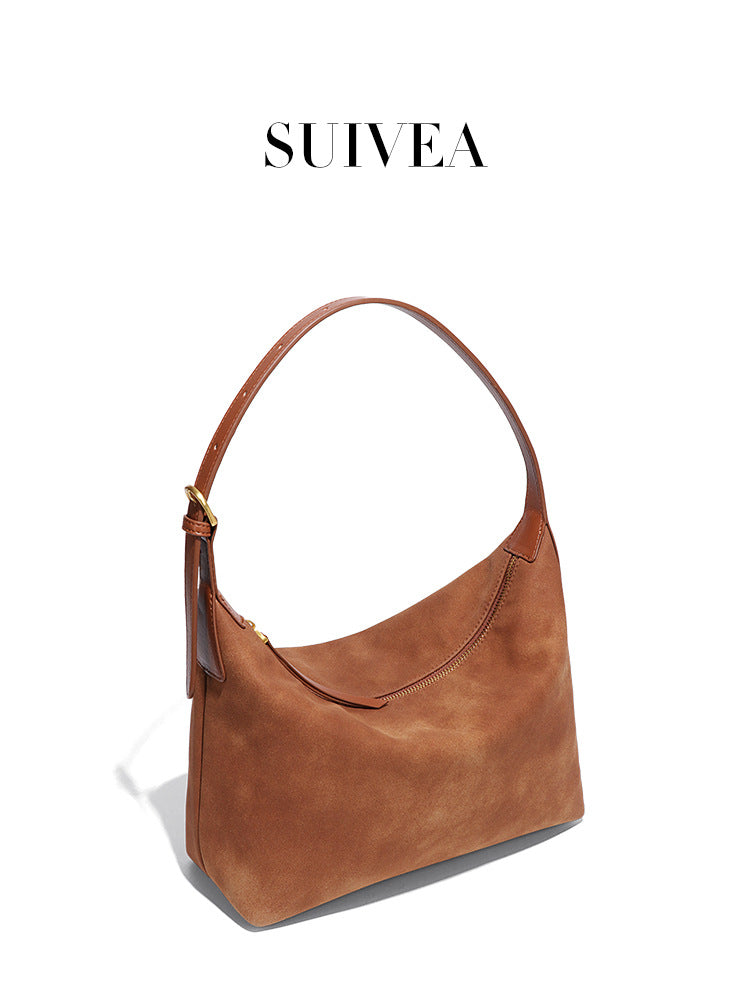 Women's Retro Underarm Lunch Box Frosted Suede Women's Handbag