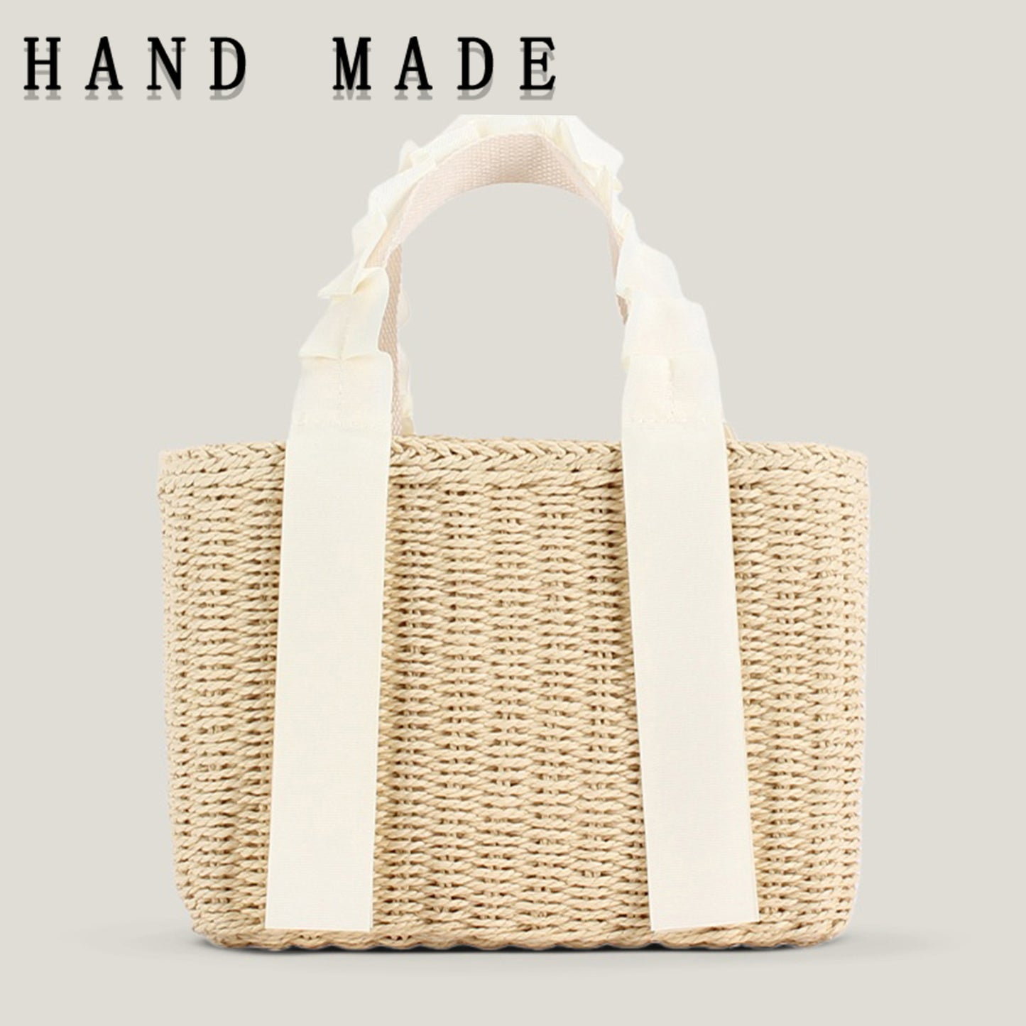 Women's Simple Hand-held Woven Ribbon Solid Color Bags