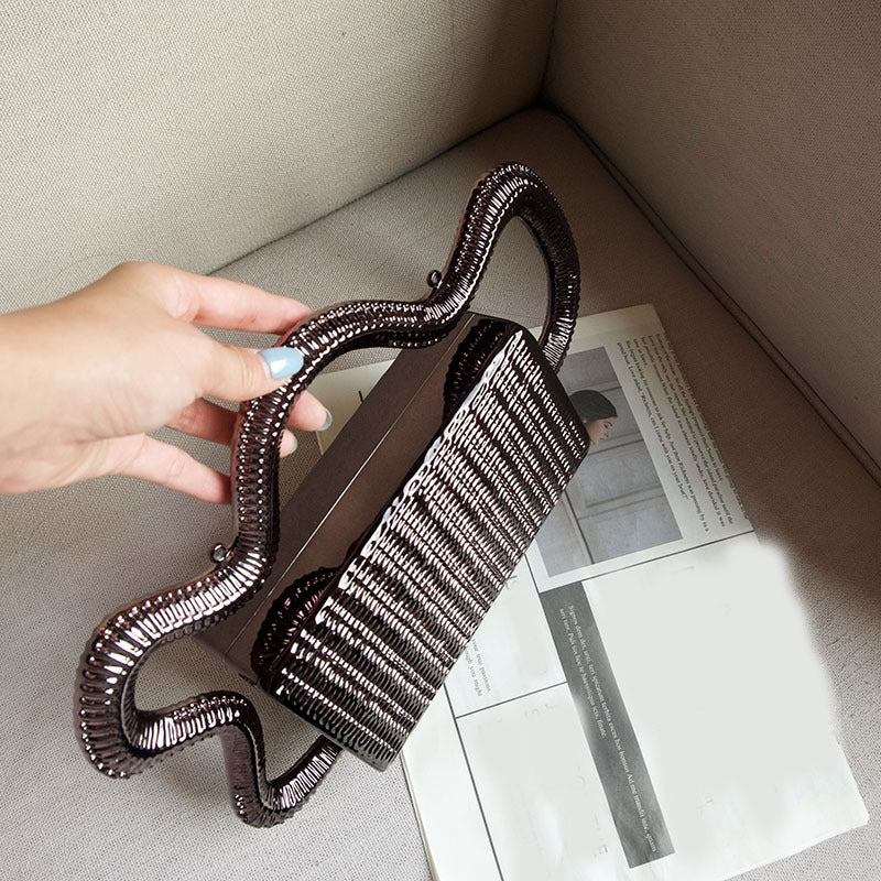 Trendy Metal Woven Vegetable Box Design Fashion Creative Women's Handbag