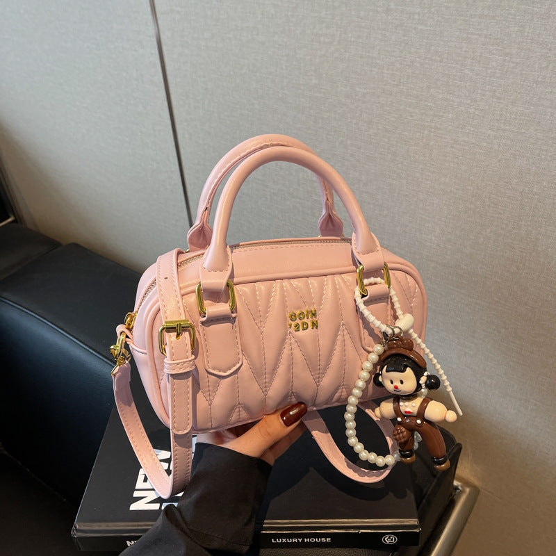 Women's Pleated Bowling Boston Fashion Pillow Women's Shoulder Bag