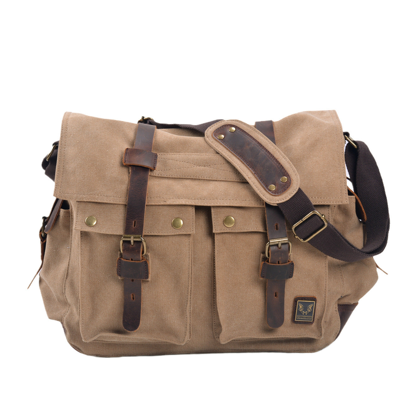 Comfortable Retro Canvas Leather Outdoors Commute Men's Shoulder Bag