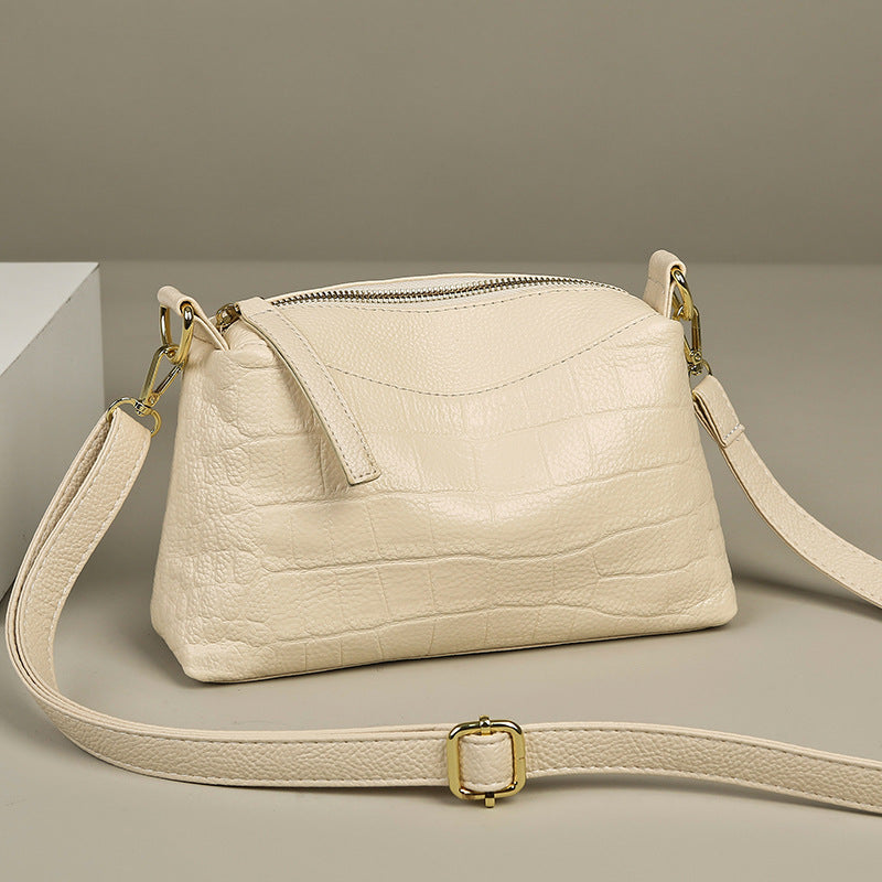 Women's Genuine Leather For Cowhide Trendy Stone Pattern Pouches Bags