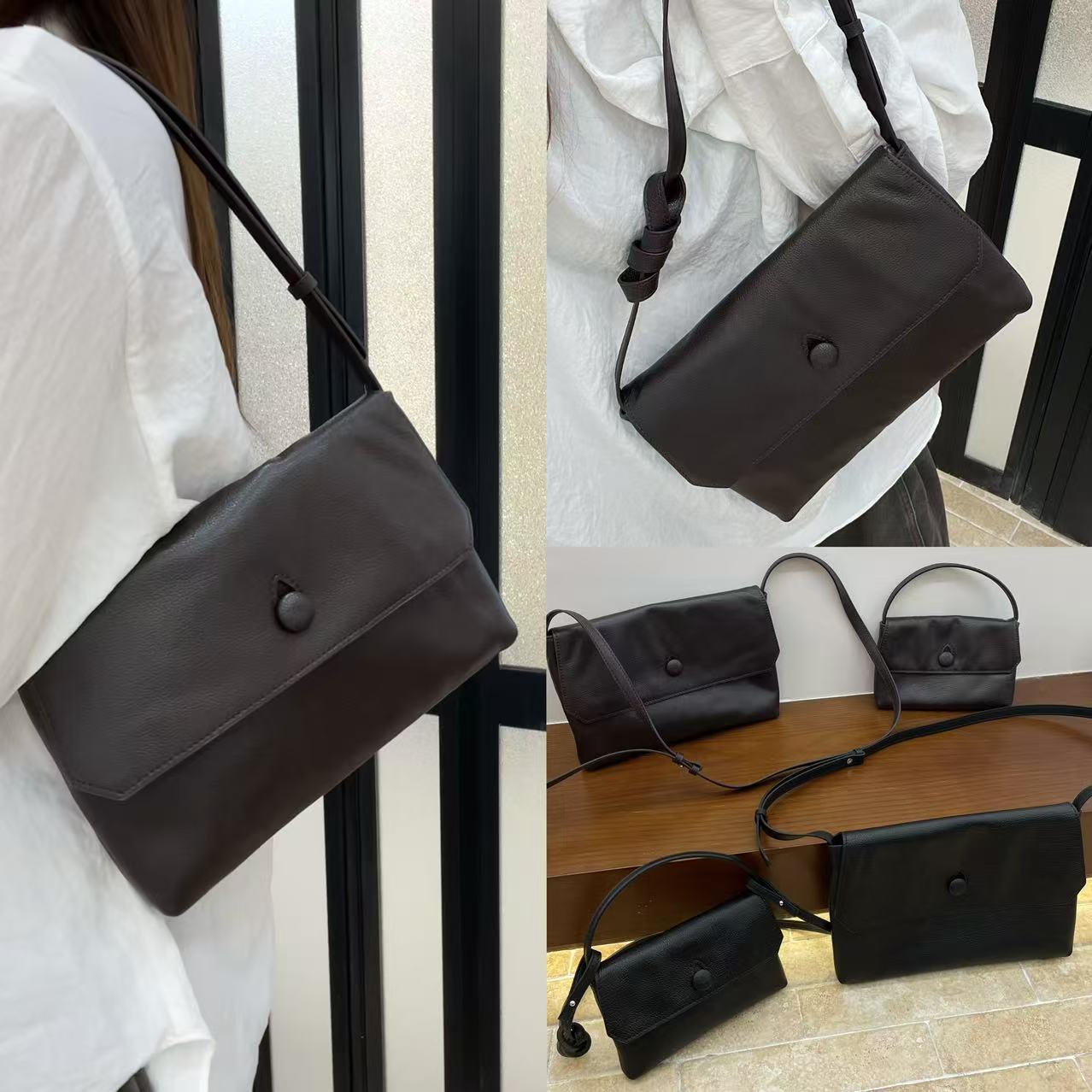 Niche Curved Layer Cowhide Genuine Leather Women's Handbag