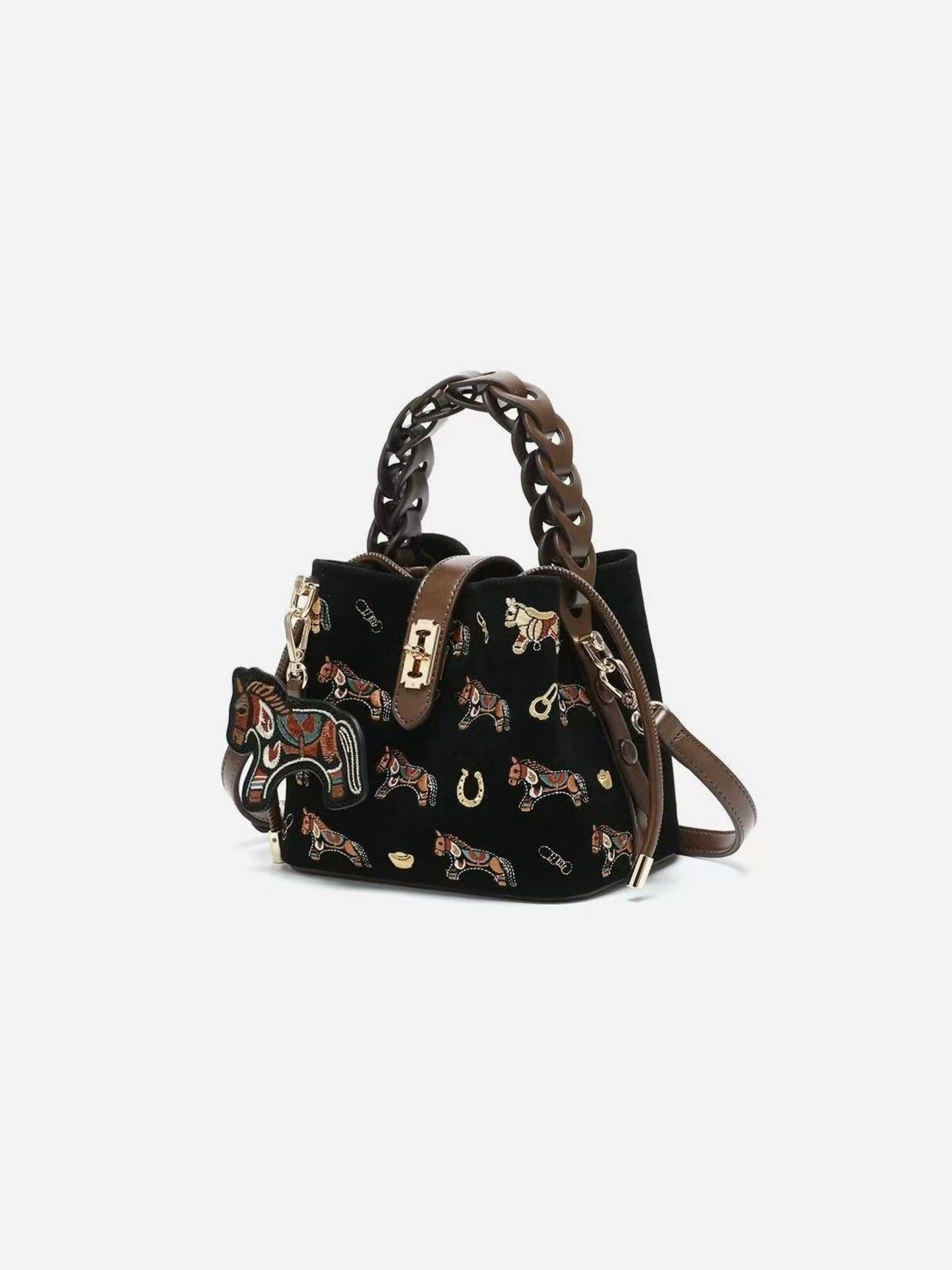Women's Light Luxury Minority Pony Embroidered Vegetable Bags