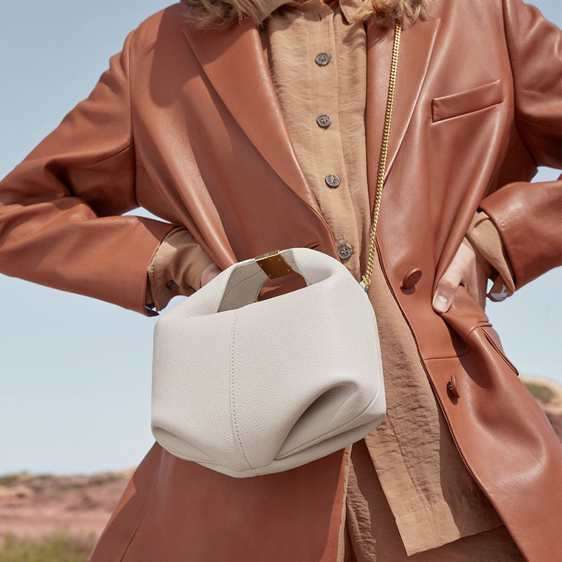 Women's French Niche Cowhide Lunch Box Design Women's Handbag
