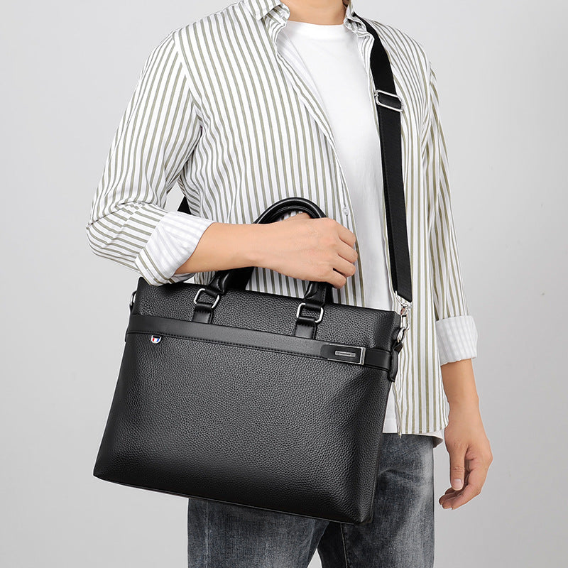 Men's Large Capacity Business Soft Leather Computer Shoulder Bags