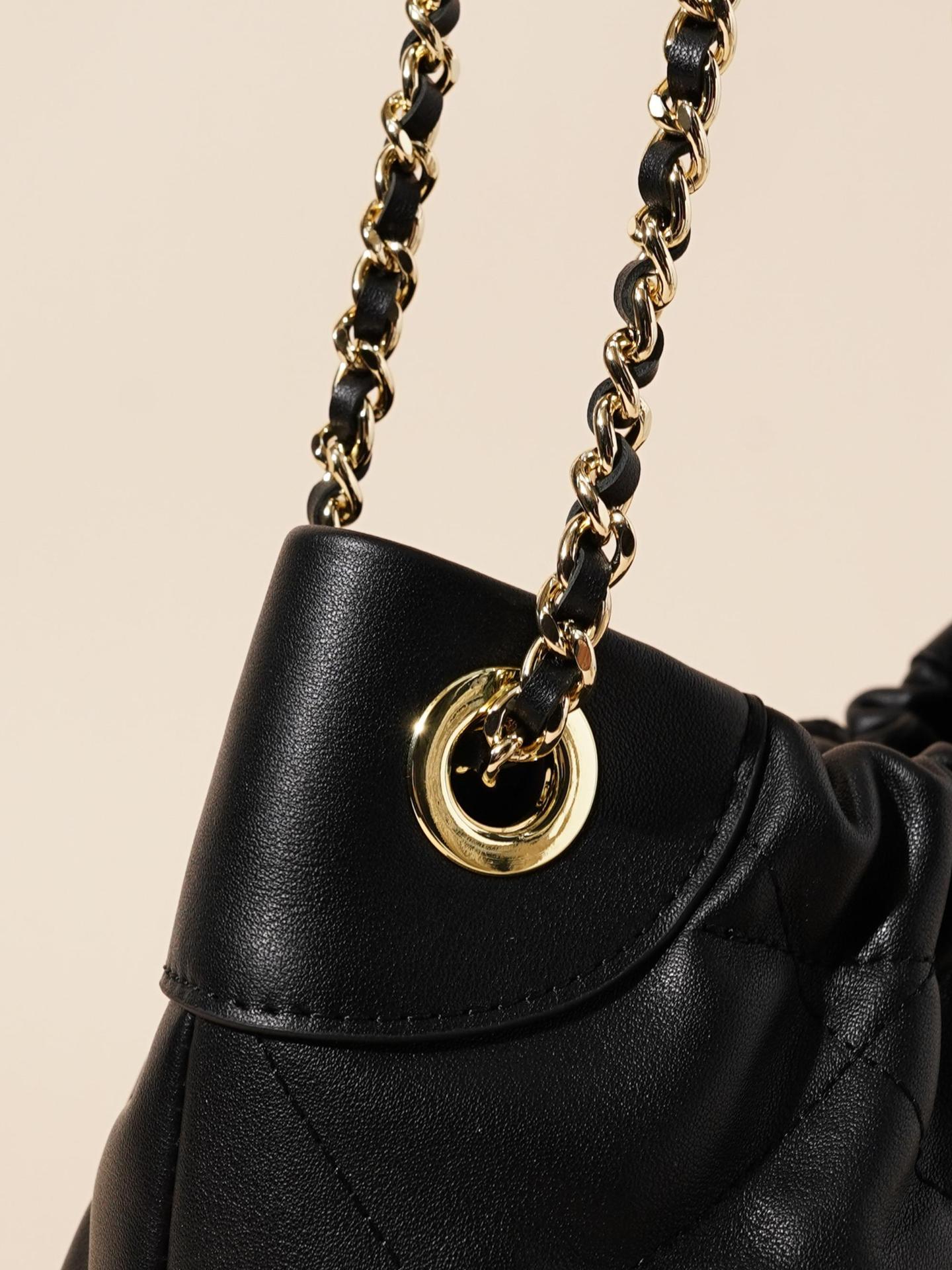 Women's Garbage Leather Folds Hobo Chain Bags