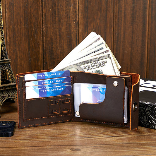 Crazy Horse Leather First Layer Cowhide Vintage Fashion Men's Wallet