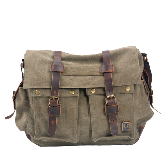 Comfortable Retro Canvas Leather Outdoors Commute Men's Shoulder Bag