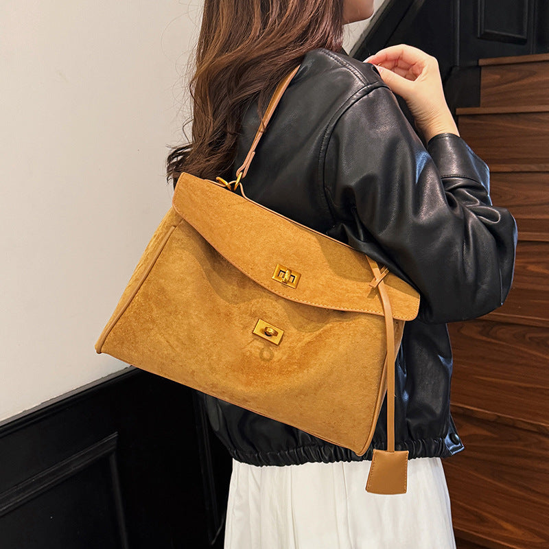 Women's Retro Matte Fabric Fashion Underarm Tote Bags