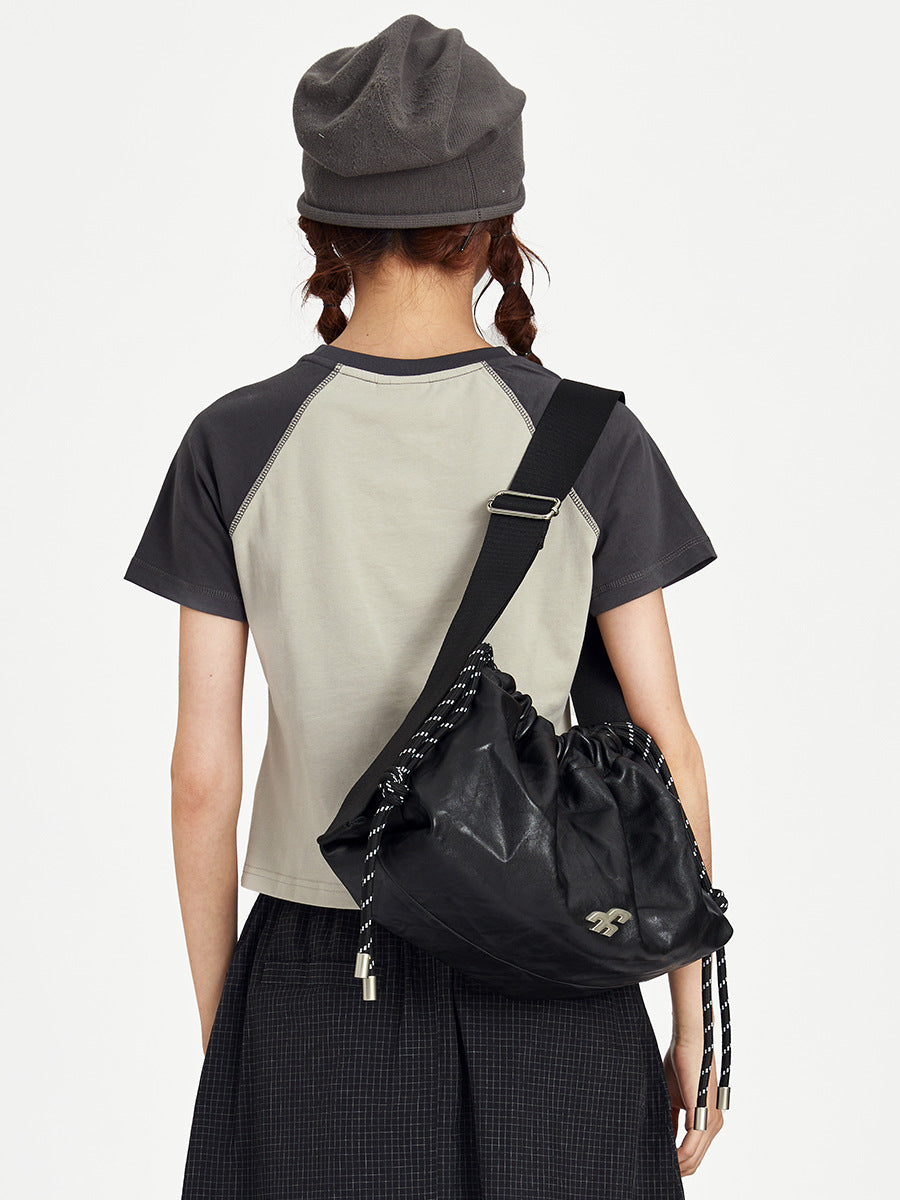 Hello Drawstring Ruffle Female Large Capacity Commuter Women's Shoulder Bag