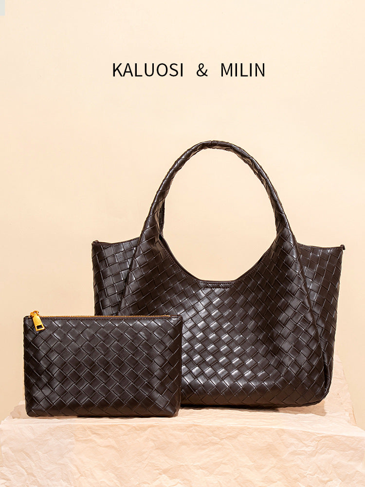 Women's Embossed Woven Fashion Large Capacity Commuter Bags