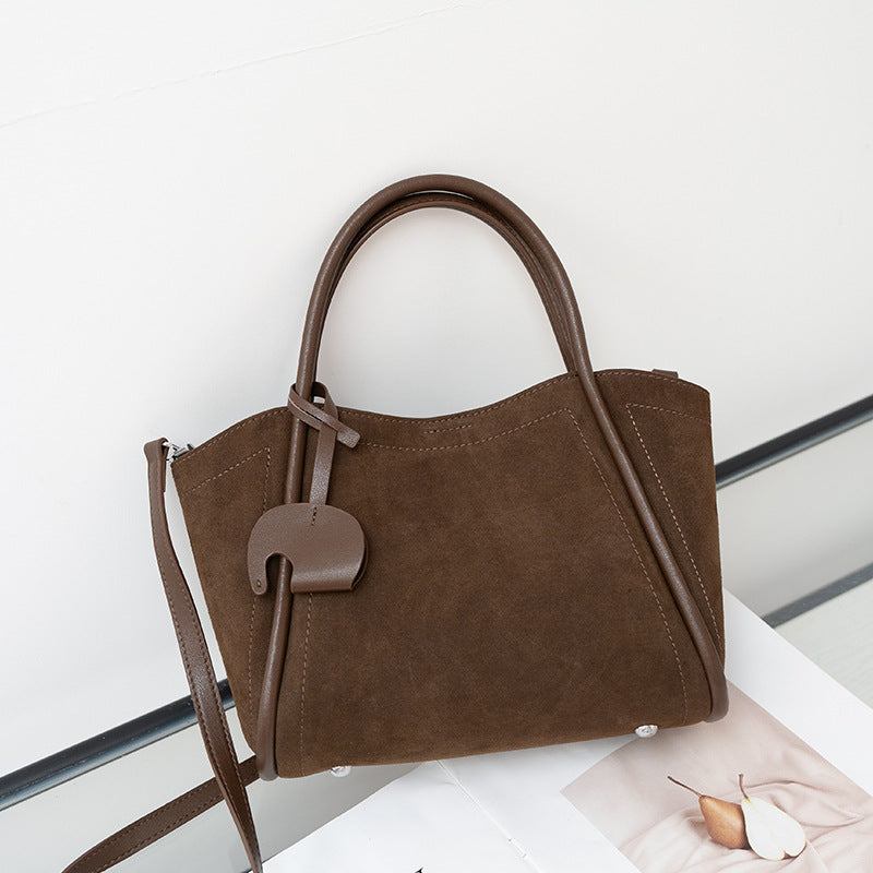 Women's Genuine Leather Frosted Cowhide Vegetable Basket Retro Affordable Women's Messenger Bag
