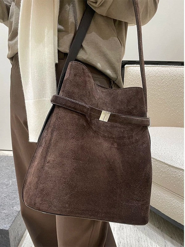 Genuine Leather Simple Female Swedish Design Versatile Bucket Bags