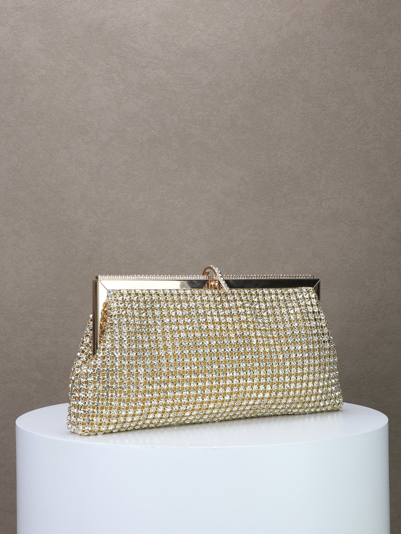 Handmade Rhinestone Buttons Clutch Banquet Diamond Dinner Bag