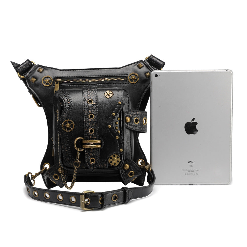 Women's & Men's Punk Style Motorcycle Chain Niche Vintage Women's Chest Bag, Fanny Pack