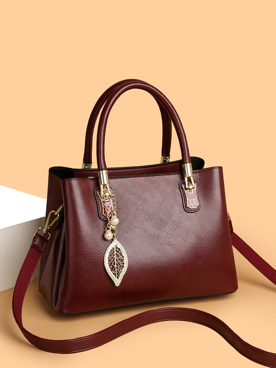 Women's Luxury Fashion Oily Leather Solid Color Women's Handbag
