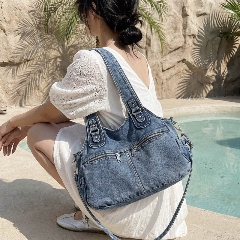 Women's Denim Stylish Large Capacity Commuter Portable Women's Shoulder Bag
