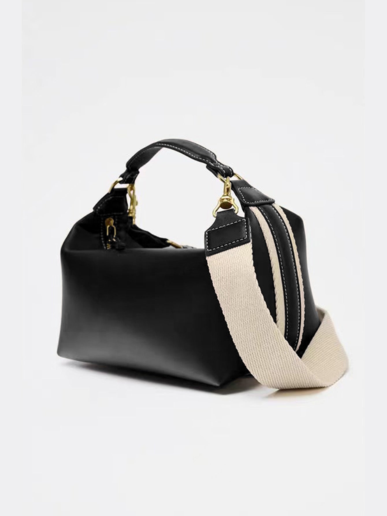 Women's Retro Side Striped Wide Strap Dumpling Bags