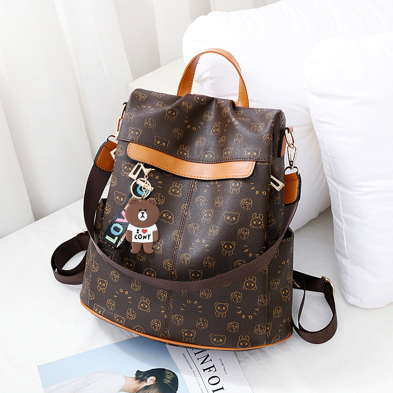 Women's Korean Style Fashionable Soft Leather Personalized Backpacks