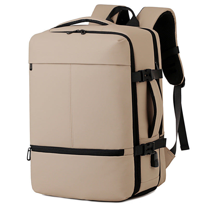 Men's Waterproof Oxford Cloth Large Capacity Scalable With Shoe Compartments Business Backpack