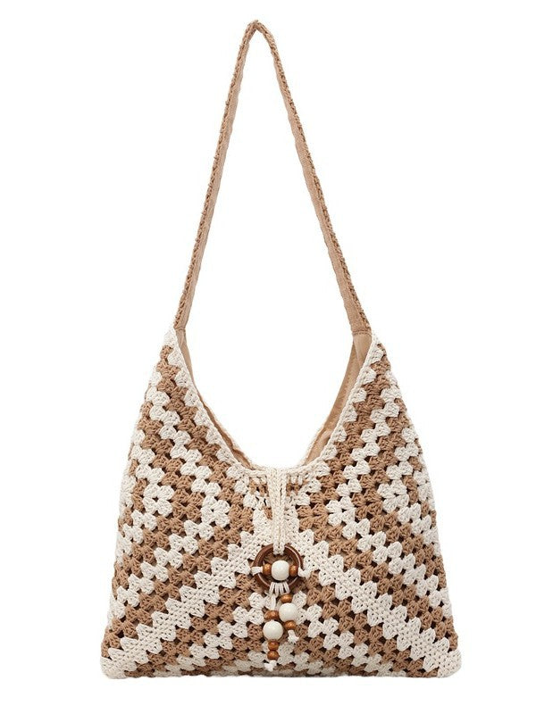 Cotton String Two Colors Hand-woven Daily Leisure Seaside Shoulder Bags