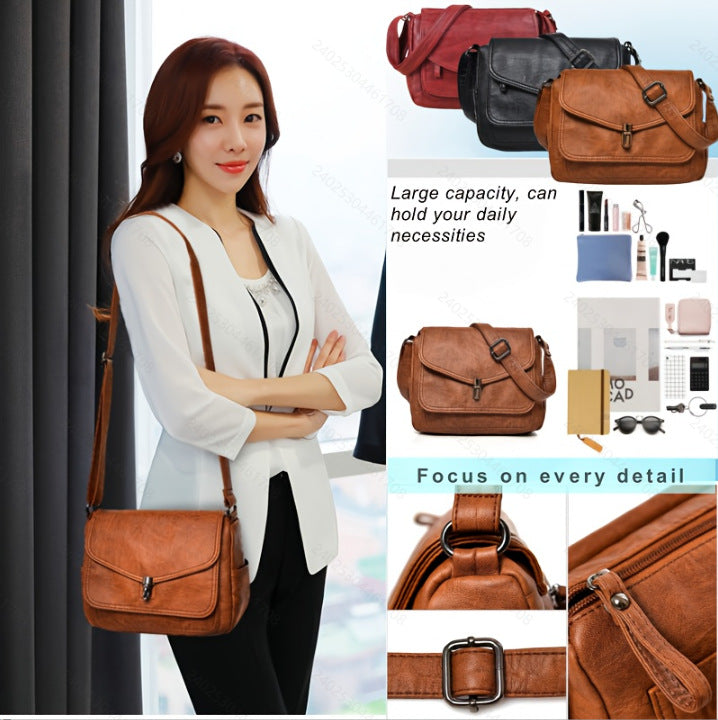 Women's Elegant Soft Leather Popular Retro Fashion Western Women's Shoulder Bag