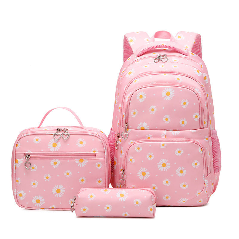 Chrysanthemum Three-piece Large Capacity Waterproof Little Primary School Bag