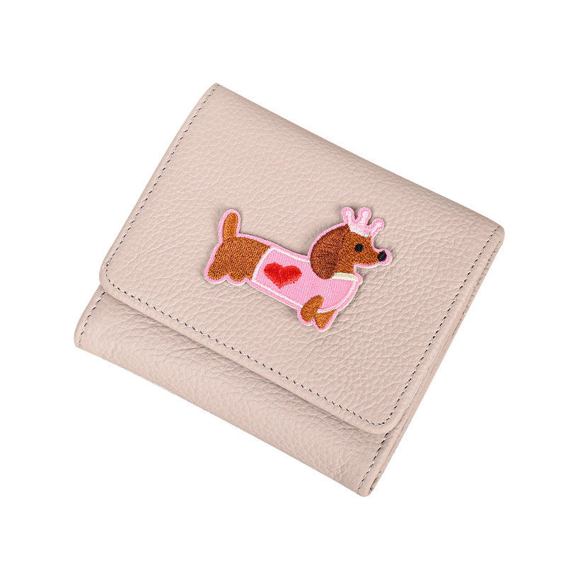 Cartoon Element Short Simple Leather Free Ladies Wallet
