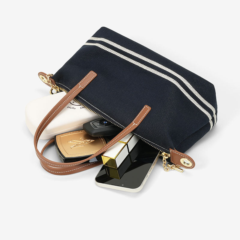 Denim With Cowhide Dumpling Commute Leisure Tote Bags