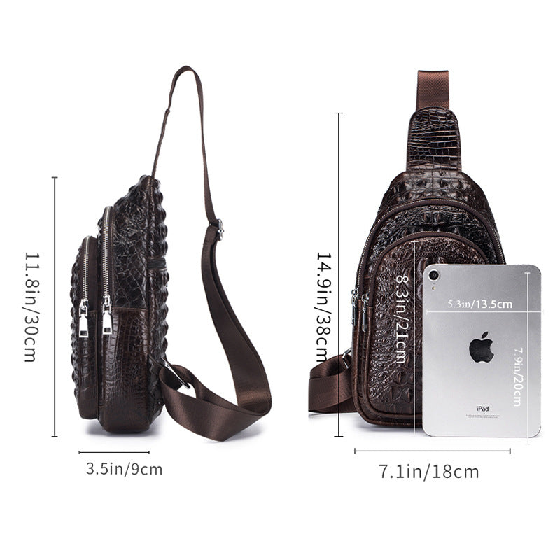 Men's Crocodile Pattern Genuine Leather Top Layer Men's Chest Bag