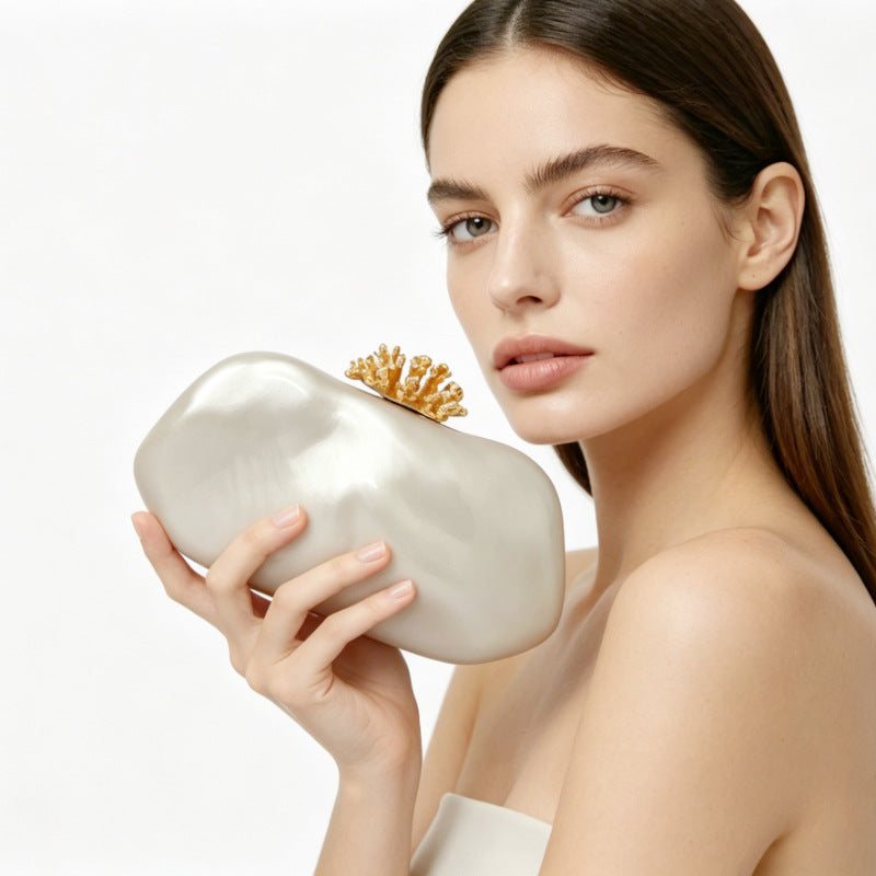 Alloy Flower Head Pressing Die Solid Color Acrylic Shaped Clutch Dinner Bag