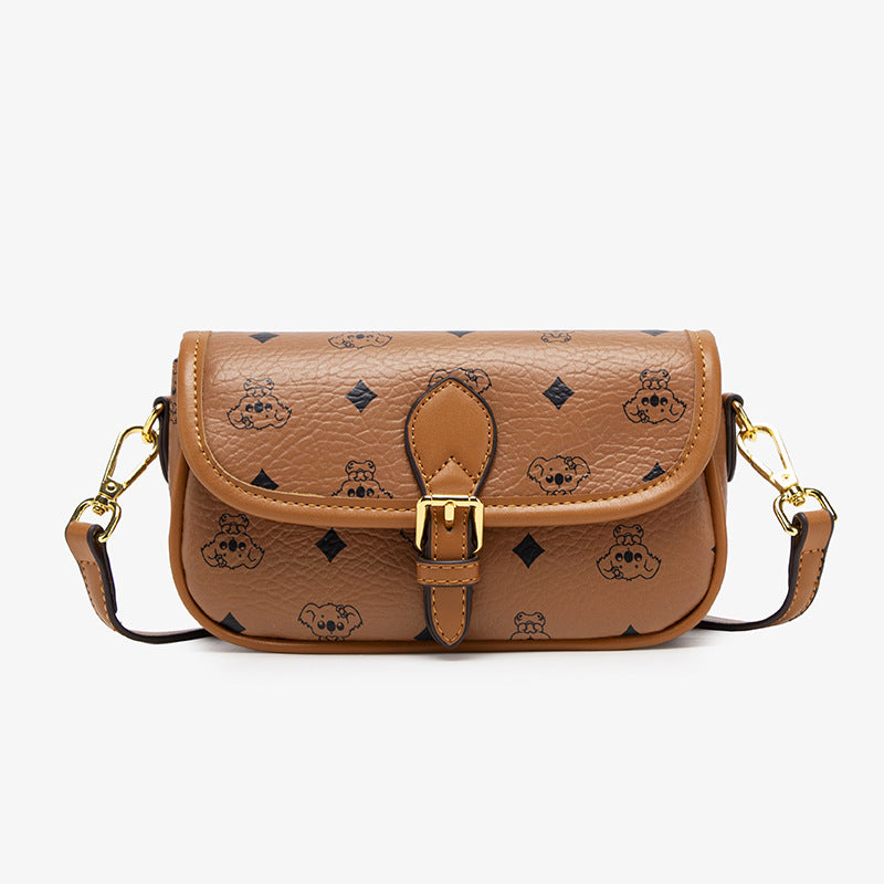 Women's Single Printed Bear Cute Western Style Women's Shoulder Bag