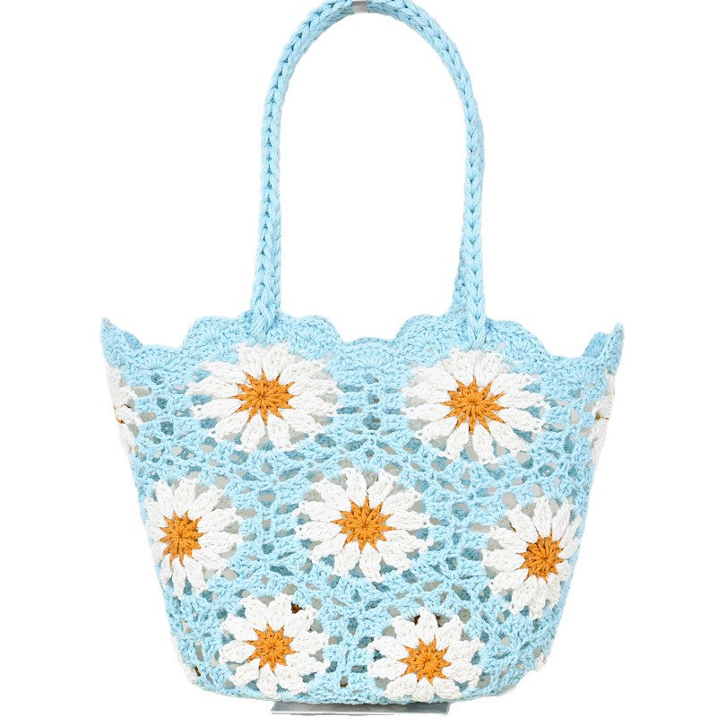 Women's Mini Oval Patchwork Hand-woven Crocheted Cotton Soft Women's Handbag
