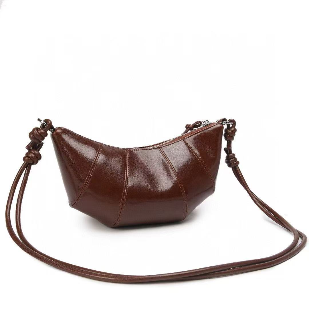 Women's Genuine Leather Design Commuter Dumplings Croissant Women's Messenger Bag