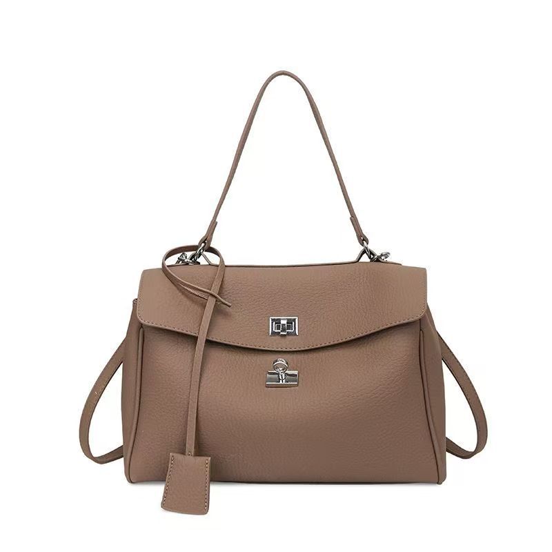 Women's Textured Lychee Pattern Soft Leather Large Bags