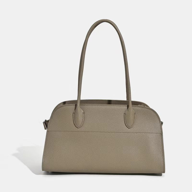 Large Capacity Boston Female Commuter First Layer Cowhide High Sense Tote Bag