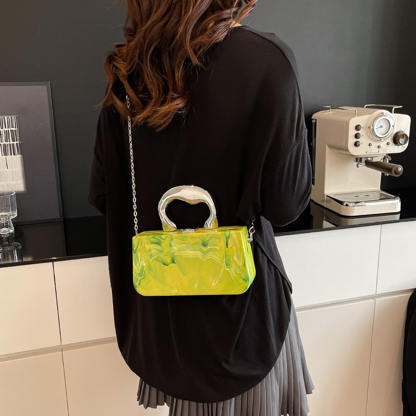Women's Candy Color Box Spring Ice Crack Dinner Bag