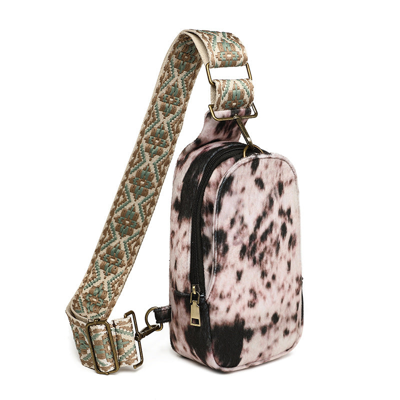Women's Retro Fashion Wide Strap Woolen Yarn Women's Messenger Bag