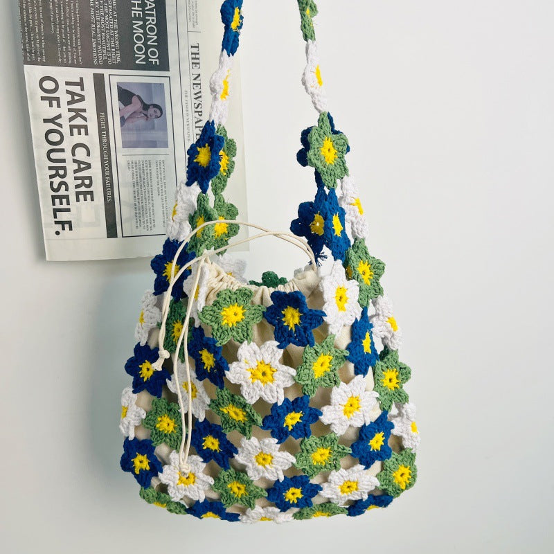 Thread Woven Summer Wool Flower Camisole Beach Women's Shoulder Bag
