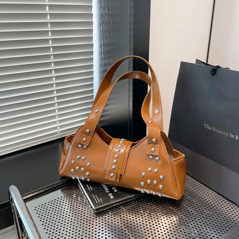 Street Punk Oil Wax Leather Underarm Hot Women's Shoulder Bag