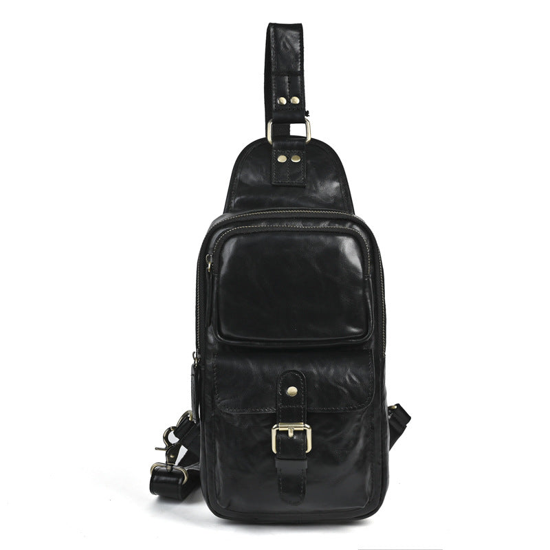 Men's Genuine Leather Crazy Horse First Layer Cowhide Men's Chest Bag