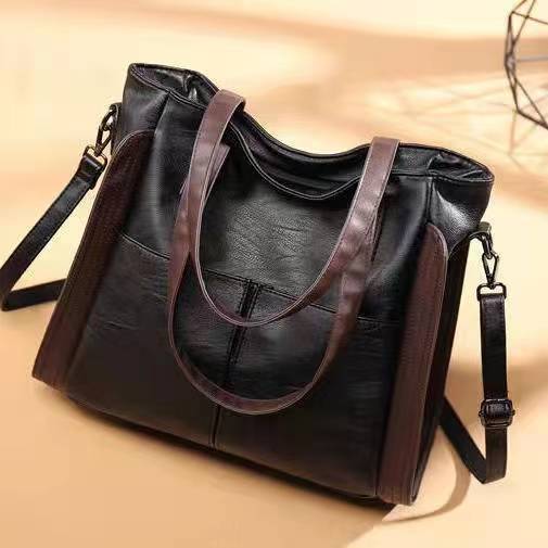 Women's Trendy Simple Large Capacity Soft Leather Textured Mom Tote Bags