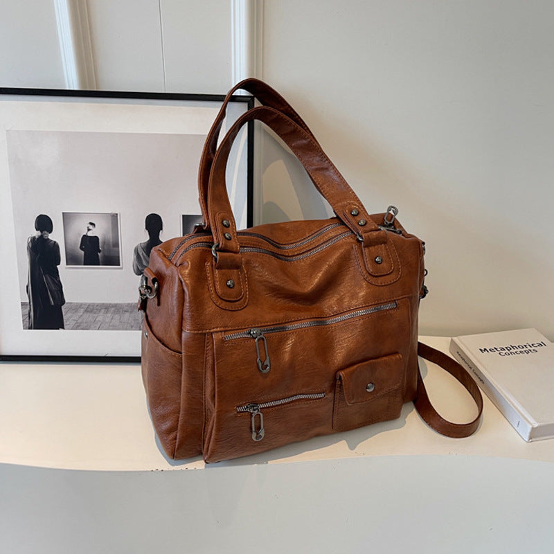 Motorcycle Retro Business Traveling Large Capacity Women's Shoulder Bag
