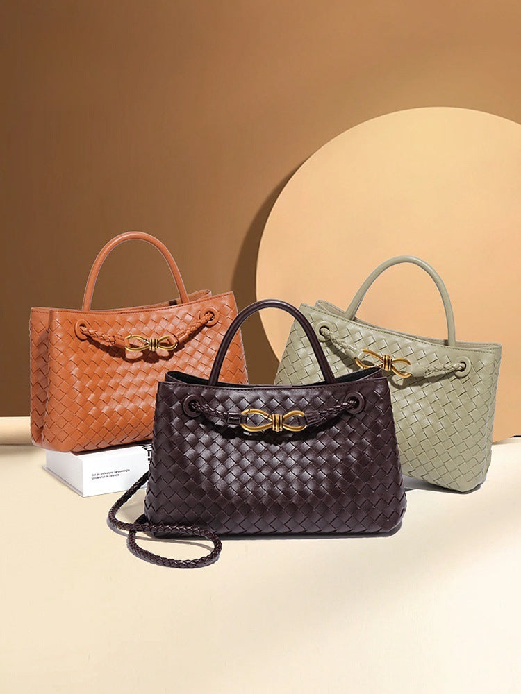 Women's Woven Bowknot Large Capacity Commuter High Bags
