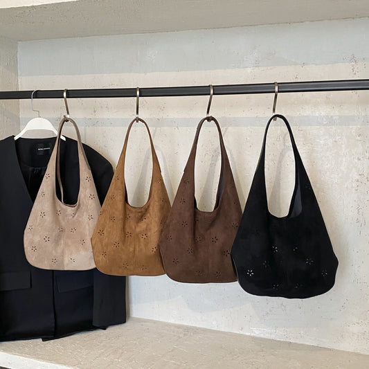 Capacity Suede Hollow Petal Commuting Fashion Women's Shoulder Bag