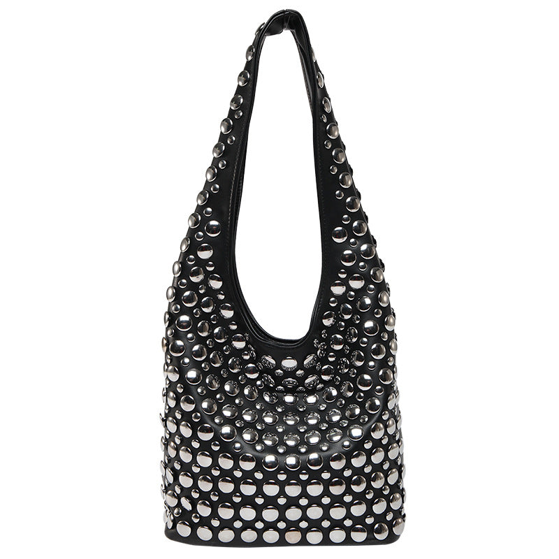 Women's Punk Style Rivet Inlaid Leopard Print Shoulder Bags