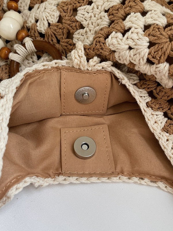 Cotton String Two Colors Hand-woven Daily Leisure Seaside Shoulder Bags